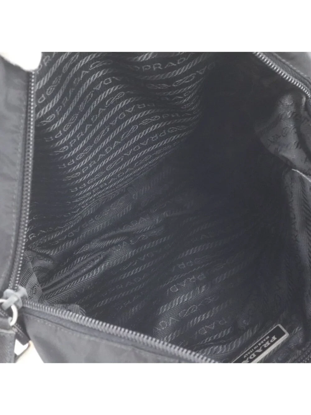 Prada Tessuto Nylon Triangle Logo Leather Shoulder Bag Crossbody Black